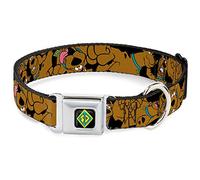 Buckle-Down Seatbelt Buckle Dog Collar - Scooby Doo Stacked CLOSE-UP Black - 1.5" Wide - Fits 18-32" Neck - Large