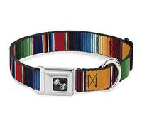 Buckle Down Seatbelt Buckle Dog Collar - Zarape2 Vertical Multi Color Stripe - 1.5" Wide - Fits 18-32" Neck - Large