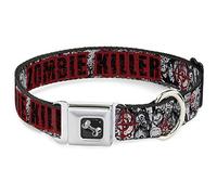Buckle Down Seatbelt Buckle Dog Collar - ZOMBIE KILLER w/Stacked Zombies Sketch - 1.5" Wide - Fits 18-32" Neck - Large