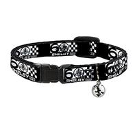 Buckle Down Shelby 60 Years Since 1962, Breakaway Cat Collar with Bell, Plastic Clip,Easy Adjustable,8.5 to 12"-0.5" Wide