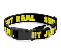 Buckle-Down SHIT JUST GOT REAL Black/Yellow Martingale Dog Collar, 1" Wide-Fits 11-17" Neck-Medium