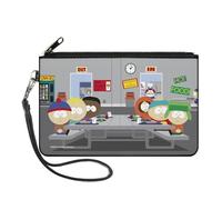 Buckle-Down South Park Wallet, Zip Clutch, South Park Boys Group Cafeteria Table Scene, Canvas, Grey, L, Casual