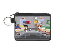 Buckle-Down South Park Wallet, Zip Clutch, South Park Boys Group Cafeteria Table Scene, Canvas, Grey, XS, Casual
