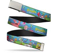SpongeBob SquarePants mens Buckle-down Web Spongebob 1.25" Belt, Multicolor, 1.25 Wide - Fits up to 42 Pant Size US, Multicolor, 1.25" Wide - Fits up to 42" Pant Size