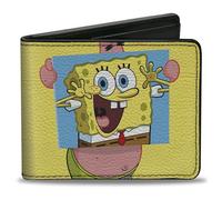 Buckle-Down SpongeBob SquarePants Wallet, Bifold, Patrick Star Holding SpongeBob Portrait Pose Yellow, Vegan Leather, Yellow, 4.0" x 3.5", Casual