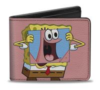 Buckle-Down SpongeBob SquarePants Wallet, Bifold, SpongeBob SquarePants Patrick Star Face Cover Up Pose Pink, Vegan Leather