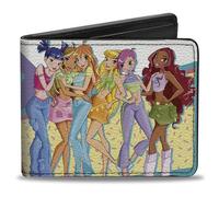 Buckle-Down Spy x Family Wallet, Bifold, Winx Club Character Group Pose and Logo White Multi Color, Vegan Leather