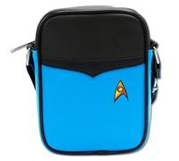 Buckle-Down Star Trek Vegan Leather Crossbody Bag with Adjustable Strap, Crew Suit, Sciences, 8.0" X 6.5"