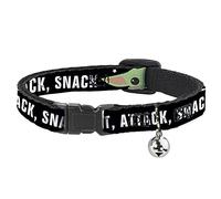 Buckle-Down Star Wars Cat Collar, Breakaway Collar with Bell, Star Wars The Child Chibi Face Protect Attack Snack, 8.5 to 12 Inches 0.5 Inch Wide