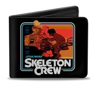 Buckle-Down Star Wars Wallet, Bifold, Star Wars Skeleton Crew Riding and Title Logo Multi Color, Vegan Leather, 4.0" x 3.5", Casual