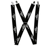Buckle-Down Suspenders Ford Mustang Pony Silhouette Black Silvers 1.0 Inch Wide, Mustang