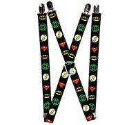 Buckle Down Suspenders - Justice League Superhero Logos Accessory, Multi-Colored, One Size