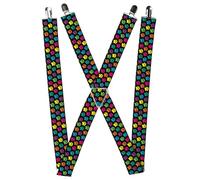 Buckle-Down Suspenders, Paw Print Black Multi Color, Multicolor, 1.5-inch Wide