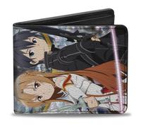 Buckle-Down Sword Art Online Wallet, Bifold, Sword Art Online Asuna and Kirito Aincrad Pose and Title Logo, Vegan Leather