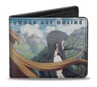 Buckle-Down Sword Art Online Wallet, Bifold, Sword Art Online Kirito Asuna and Yui Mountain Scene, Vegan Leather