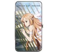 Buckle-Down Sword Art Online Wallet, Hinged, Sword Art Online Kirito Clouds and Asuna Cage Trap Scenes, Vegan Leather