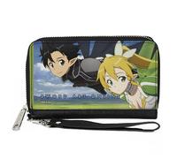 Buckle-Down Sword Art Online Wallet, Zip Around, Sword Art Online Kirito and Leafa Floating Scene, Vegan Leather