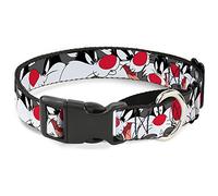 Buckle-Down "Sylvester the Cat Expressions" Martingale Dog Collar, Gray, 1.5" Wide-Fits 18-32" Neck-Large