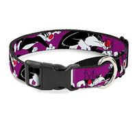 Buckle-Down "Sylvester the Cat Poses" Martingale Dog Collar, Purple, 1.5" Wide-Fits 18-32" Neck-Large