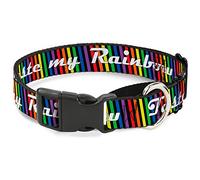 Buckle-Down TASTE MY RAINBOW Black/Multicolor Martingale Dog Collar, 1" Wide-Fits 15-26" Neck-Large