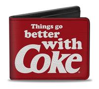 Buckle-Down The Coca-Cola Company Wallet, Bifold, Things Go Better With Coke Logo Red White, Vegan Leather