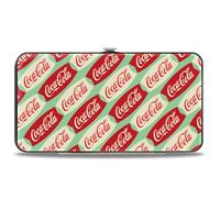Buckle-Down The Coca-Cola Company Wallet, Hinged, Coca Cola Script Marquee Logo Green Red White, Vegan Leather