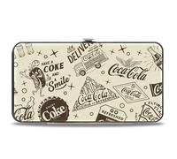 Buckle-Down The Coca-Cola Company Wallet, Hinged, Vintage Coca Cola Have a Coke and Smile Icons Collage Beige, Vegan Leather