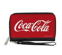 Buckle-Down The Coca-Cola Company Wallet, Zip Around, Coca Cola Coke Script Logo Centered Red White, Vegan Leather