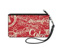Buckle-Down The Coca-Cola Company Wallet, Zip Clutch, Vintage Coca Cola Coke Icons and Ad Logos Red White, Canvas, Multicolor, Small