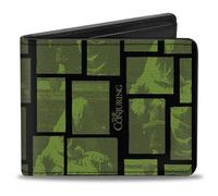 Buckle-Down The Conjuring Wallet, Bifold, The Conjuring Exorcism Scene Blocks and Logo Black Greens, Vegan Leather