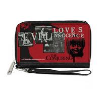 Buckle-Down The Conjuring Wallet, Zip Around, The Conjuring Evil Loves Innocence Pose Blocks Red Black, Vegan Leather