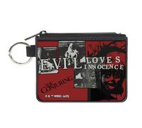 Buckle-Down The Conjuring Wallet, Zip Clutch, The Conjuring Evil Loves Innocence Pose Blocks Red Black, Canvas, XS, Casual