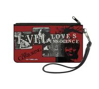 Buckle-Down The Conjuring Wallet, Zip Clutch, The Conjuring Evil Loves Innocence Pose Blocks Red Black, Canvas, S, Casual