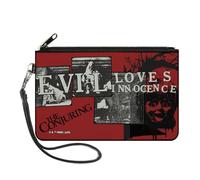 Buckle-Down The Conjuring Wallet, Zip Clutch, The Conjuring Evil Loves Innocence Pose Blocks Red Black, Canvas, L, Casual