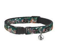 Buckle-Down The Jungle Book 8-Character Group Greens Disney Breakaway Plastic Clip Collar, Narrow-Medium