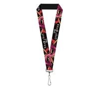 Buckle-Down The Lost Boys Lanyard | The Lost Boys Teeth Fangs Pose Title Logo Black Reds Yellows 1in Wide Stretchy ID Badges Keys