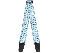 Buckle-Down The Smurfs Guitar Strap, The Smurfs Blast Off Free Silhouette Pose White Blues, 2 Inches Wide