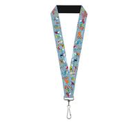 Buckle-Down The Smurfs Lanyard, The Smurfs Halloween Dress Up Cosplay Poses Blue, Elastic