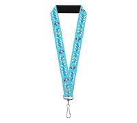 Buckle-Down The Smurfs Lanyard, The Smurfs Seven Character Group Holding Hands Jumping Blue, Elastic