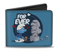 Buckle-Down The Smurfs Wallet, Bifold, Sculptor Smurf Forever True Love Pose and Logo Blues, Vegan Leather