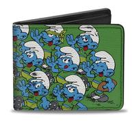 Buckle-Down The Smurfs Wallet, Bifold, The Smurfs Classic Football Sport Field Scene Green, Vegan Leather
