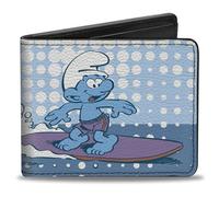 Buckle-Down The Smurfs Wallet, Bifold, The Smurfs Surfer Smurf Pose Blues White, Vegan Leather
