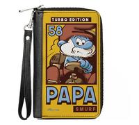 Buckle-Down The Smurfs Wallet, Zip Around, Papa Smurf Kart Racing Turbo Edition Pose and Logo Orange, Vegan Leather