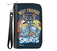 Buckle-Down The Smurfs Wallet, Zip Around, The Smurfs Best Friends Forever Manga Art Scene Series Blues, Vegan Leather