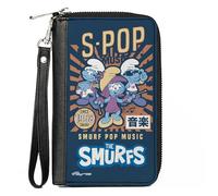 Buckle-Down The Smurfs Wallet, Zip Around, The Smurfs S Pop Music Manga Art Scene Series Blues, Vegan Leather