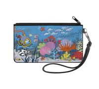 Buckle-Down The Smurfs Wallet, Zip Clutch, The Smurfs Diving Think Blue Under the Sea Scene, Canvas, Multicolor, Small