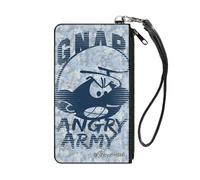 Buckle-Down The Smurfs Wallet, Zip Clutch, The Smurfs Gnap Angry Army Pose Blues Grays, Canvas, Multicolor, Small
