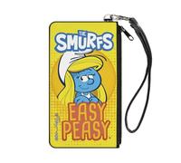 Buckle-Down The Smurfs Wallet, Zip Clutch, The Smurfs Smurfette Easy Peasy Pose Yellows, Canvas, Multicolor, L, Casual