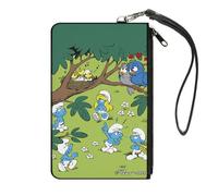 Buckle-Down The Smurfs Wallet, Zip Clutch, The Smurfs Spring Love Birds Scene, Canvas, Multicolor, L, Casual