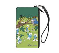 Buckle-Down The Smurfs Wallet, Zip Clutch, The Smurfs Spring Love Birds Scene, Canvas, Multicolor, Small